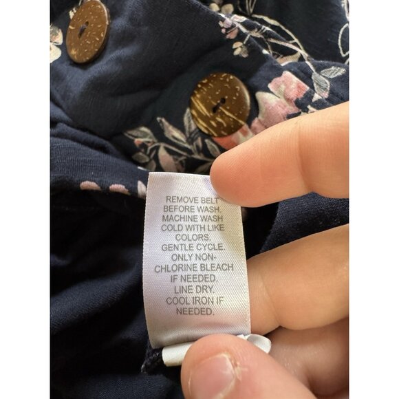 J Jill Dress Size XL Petite Floral Wooden Buttons Stretch Short‎ Sleeve Colorful - Picture 7 of 9